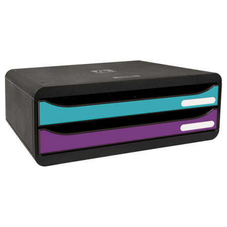 Cassettiera Toolbox - linea Titane - 27 x 35,5 x 13,5 cm - 2 cassetti - colori assortiti - Exacompta