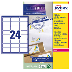 Etichette adesive L7159 - in carta - angoli arrotondati - laser - permanenti - 63,5 x 33,9 mm - 24 et/fg - 15 fogli - bianco - 
