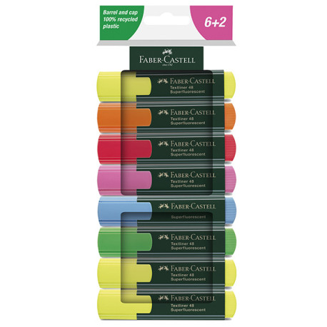 Evidenziatore Textliner 48 - punta a scalpello - colori assortiti - Faber-Castell - astuccio 8 colori