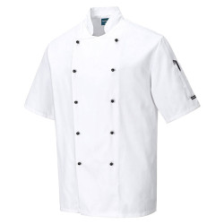 Giacca cuoco Kent - maniche corte - taglia M - bianco - Portwest
