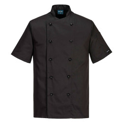 Giacca cuoco Kent - maniche corte - taglia M - nero - Portwest