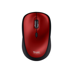 Trust Yvi+ - Mouse - silenzioso - per destrorsi - ottica - 4 pulsanti - senza fili - 2.4 GHz - ricevitore wireless USB - rosso