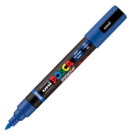 Marcatore a base d'acqua Uni Posca PC5MBR - punta brush 1.0 - 4.0mm - blu  - Uni Mitsubishi