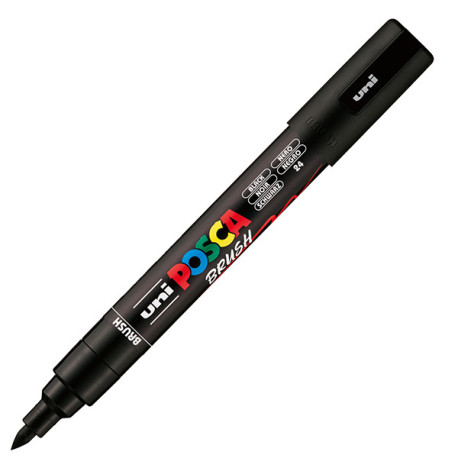 Marcatore a base d'acqua Uni Posca PC5MBR - punta brush 1.0 - 4.0mm - nero - Uni Mitsubishi