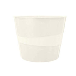 Cestino gettacarte WOW - altezza 32,4 cm - diametro 29 cm - 15 L - bianco metallizzato - Leitz