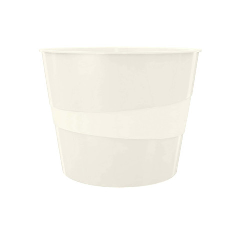 Cestino gettacarte WOW - altezza 32,4 cm - diametro 29 cm - 15 L - bianco metallizzato - Leitz