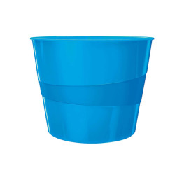 Cestino gettacarte WOW - altezza 32,4 cm - diametro 29 cm - 15 L - blu metallizzato - Leitz