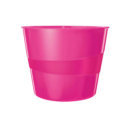Cestino gettacarte WOW - altezza 32,4 cm - diametro 29 cm - 15 L - fucsia metallizzato - Leitz