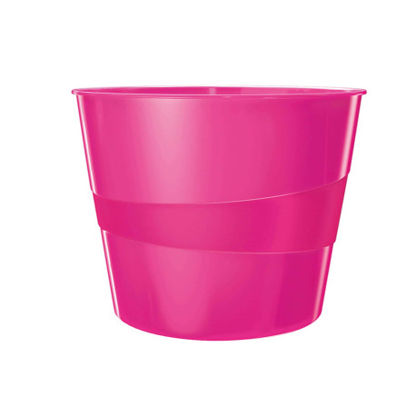 Cestino gettacarte WOW - altezza 32,4 cm - diametro 29 cm - 15 L - fucsia metallizzato - Leitz