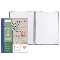 Portalistini personalizzabile Ermes TI - 22 x 30 cm - PP riciclato - 20 buste - blu - Sei Rota