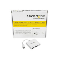 StarTech.com Adattatore Multifunzione USB-C a HDMI 4k con Power Delivery e porta USB-A - Bianco - Adattatore da viaggio USB Typ