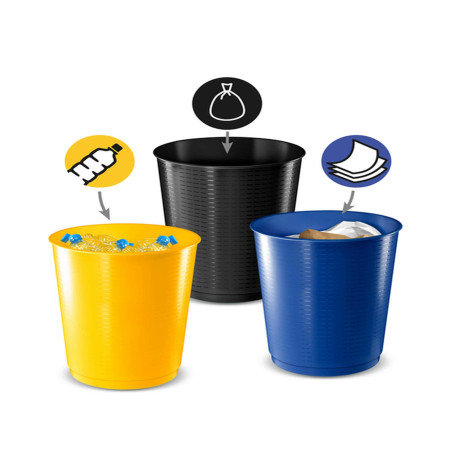 Cestino raccolta differenziata - 40 L - giallo/blu/nero - Cep - set 3 pezzi