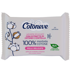 Salvietta struccante - pelli delicate - cotone - Cotoneve - conf. 20 pezzi