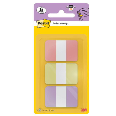 Segnapagina Post-it Index Strong -  686-3SUN - 25,4 x 38,1 mm - colori pastelllo - Post-it - conf. 36 pezzi