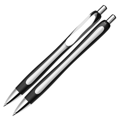 Penna a sfera a scatto Slider Rave  - punta XB  - fusto nero/bianco - nero - Schneider