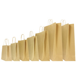 Shopper - maniglie cordino - 14 x 9 x 21 cm - carta biokraft - avana - Mainetti Bags - conf. 25 pezzi