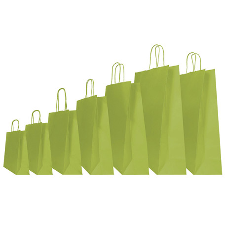 Shopper Twisted - maniglie cordino - 14 x 9 x 20 cm - carta kraft - verde fagiolo - Mainetti Bags - conf. 25 pezzi