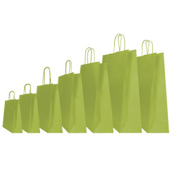 Shopper Twisted - maniglie cordino - 26 x 11 x 35 cm - carta kraft - verde fagiolo - Mainetti Bags - conf. 25 pezzi