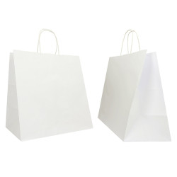 Shopper Twisted Large - maniglie cordino - 28 x 17 x 29 cm - carta kraft - bianco - Mainetti Bags - conf. 25 pezzi