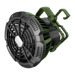 Ventilatore portatile - da campeggio - con luce LED - diametro 10 cm - 16 x 14 x 16,5 cm - Melchioni family