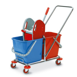 Carrello per pulizie Tucson - 50 L - 78 x 41 x 89cm - rosso/blu - PerfettoFactory