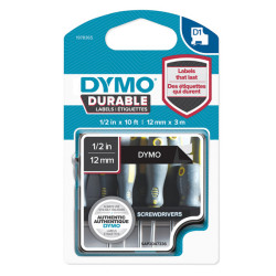 Nastro D1 Durable 1978365 - 12 mm x 3 mt - vinile - nero/bianco - Dymo