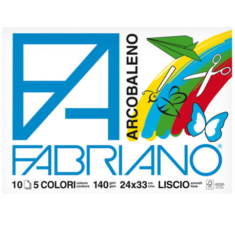 Album Arcobaleno - 24 x 33 cm - 10 fogli - 140 gr - 5 colori - Fabriano