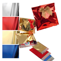 Busta regalo - con patella adesiva - 20 x 35 + 5 cm - 30 micron - PPL - metal lucido - rosso - PNP - conf. 50 pezzi