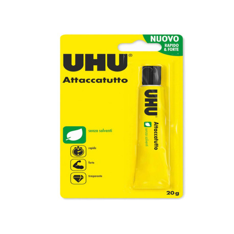 Colla attaccatutto senza solventi - 20 ml - in blister - UHU