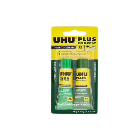 Colla bicomponente Plus 90 min - 30 ml (2x15ml) - trasparente - UHU