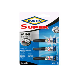 Colla istantanea universale - Super Mini blister - 3 x 1 gr - trasparente - Bostik