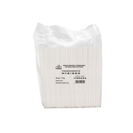 Colla termofusibile M12/200 - diametro 12 mm - lunghezza 20 cm - 1 kg - trasparente - Romeo Maestri