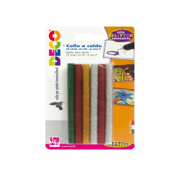 Colle stick per pistole mini -  glitter assortiti - ø 7mm - lunghezza 10 cm - Deco - conf. 12 pezzi