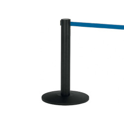 Colonnina segnapercorso Alfa nera - altezza 95 cm - nastro retrattile blu da 200 cm - Medial