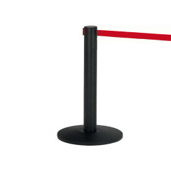 Colonnina segnapercorso Alfa nera - altezza 95 cm - nastro retrattile rosso da 200 cm - Medial