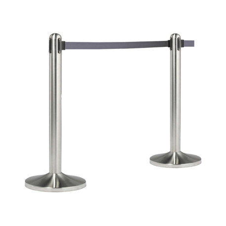 Colonnina segnapercorso cromata - altezza 100 cm - nastro retrattile grigio da 210 cm - Securit