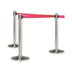 Colonnina segnapercorso cromata - altezza 100 cm - nastro retrattile rosso da 210 cm - Securit