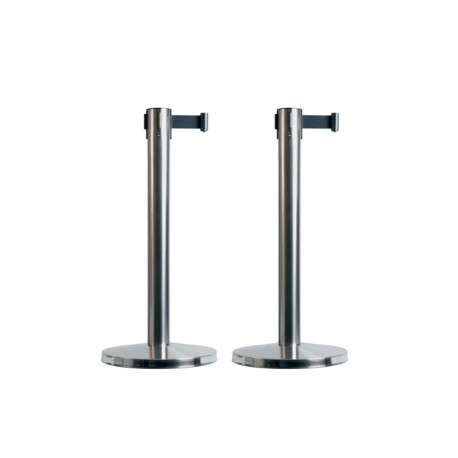 Colonnine segnapercorso Budget Retractable - altezza 88 cm - nastro nero da 210 cm - Securit - set 2 pezzi