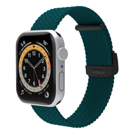 Celly WBANDBRAIDEDGN, Cinturino per orologio, Apple, Watch 42, Watch44, Watch 45 mm, Verde, 1 pz