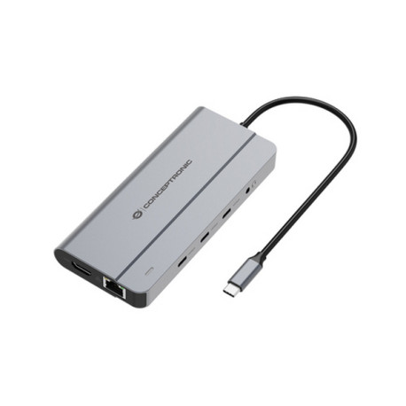 Conceptronic DONN34G, Cablato, USB 3.2 Gen 2 (3.1 Gen 2) Type-C, 100 W, 3,5 mm, 10,100,1000 Mbit/s, IEEE 802.3ab
