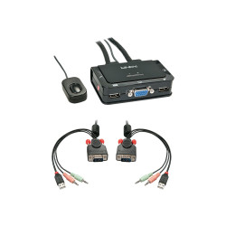 Lindy VGA KVM Switch Compact USB 2.0 Audio 2 Port - Switch KVM / audio / USB - 2 x KVM / audio / USB - 1 utente locale - deskto