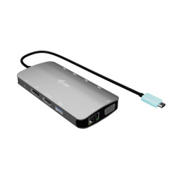 i-tec USB-C Metal Nano 3x Display (DP, HDMI and VGA) Docking Station + Power Delivery 100 W, Cablato, USB 3.2 Gen 1 (3.1 Gen 1)