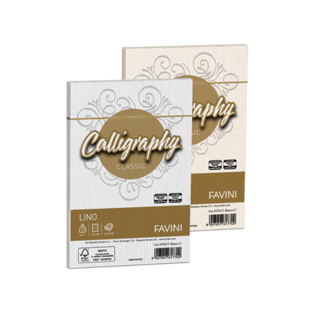 Buste Calligraphy Lino - 120 x 180 mm - 120 gr - bianco 01 - Favini - conf. 25 pezzi