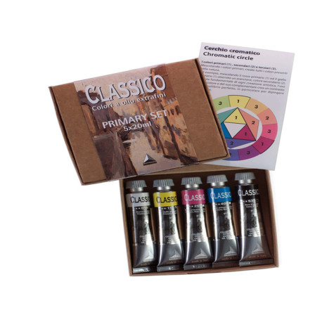 Colori a olio extrafini Primary Set - 20 ml - colori primari (nero, bianco inclusi) - Maimeri - set 5 pezzi