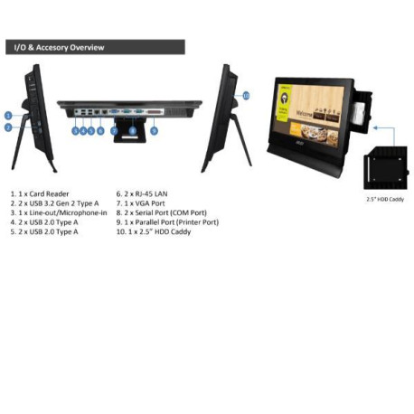 PC All In One MSI PRO AP162T ADL-006XPT PC All-in-One 15,6" touch resistivo Intel N100 4 GB RAM 256 GB SSD