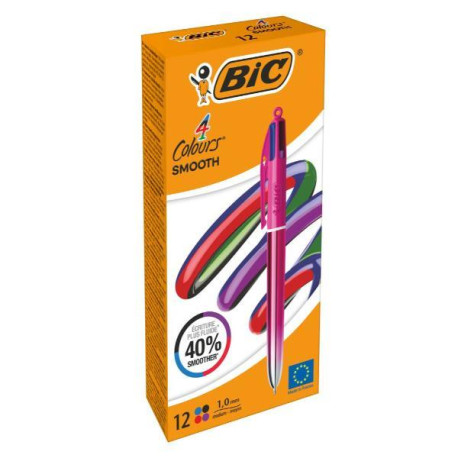Penna a sfera Bic con inchiostro blu, punta media, corpo trasparente