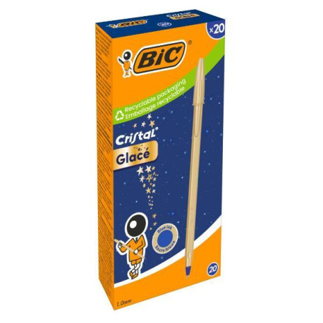 Penna a sfera BIC Cristal Glace dorata inchiostro blu
