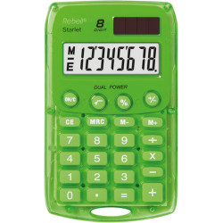 Rebell Starlet GR, Tasca, Calcolatrice di base, 8 cifre, Batteria/Solare, Verde