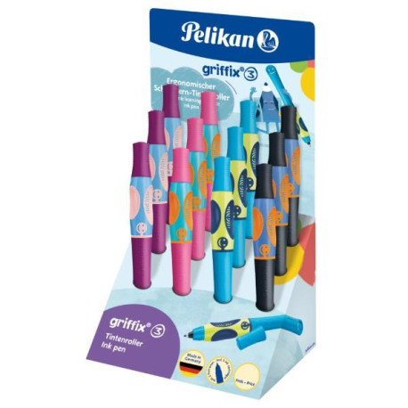 Set 12 penne stilografiche griffix® per destrimani in esposizione da banco