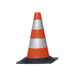 Cono segnaletico - rifrangente - H 50 cm - bianco/rosso